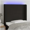 Image de Hoofdbord LED 83x16x118/128 cm stof zwart3123744