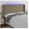 Image de Tête de Lit à LED Meuble de Chambre à Coucher Accessoire de Lit Double Tête de Cadre de Lit Intérieur Taupe 183x16x118/128 cm Tissu 3123786
