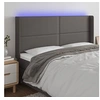 Image de Hoofdbord LED 203x16x118/128 cm kunstleer grijs3124020