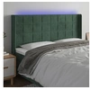 Image de Tête de Lit à LED Meuble de Chambre à Coucher Accessoire de Lit Double Tête de Cadre de Lit Intérieur Vert Foncé 203x16x118/128 cm Velours 3124117