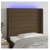 Image de Tête de Lit à LED Meuble de Chambre à Coucher Accessoire de Lit Simple Tête de Cadre de Lit Intérieur Marron Foncé 93x16x118/128 cm Tissu