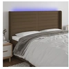 Image de Tête de Lit à LED Meuble de Chambre à Coucher Accessoire de Lit Double Tête de Cadre de Lit Intérieur Marron Foncé 183x16x118/128 cm Tissu 3124205
