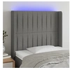 Image de Hoofdbord LED 93x16x118/128 cm stof donkergrijs3124269