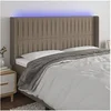 Image de Hoofdbord LED 183x16x118/128 cm stof taupe3124304