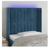 Image de Hoofdbord LED 93x16x118/128 cm fluweel donkerblauw3124326