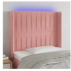 Image de Hoofdbord LED 93x16x118/128 cm fluweel roze3124327