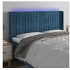 Image de Hoofdbord LED 163x16x118/128 cm fluweel donkerblauw3124344