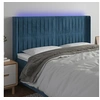 Image de Hoofdbord LED 183x16x118/128 cm fluweel donkerblauw3124350