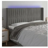 Image de Hoofdbord LED 203x16x118/128 cm fluweel lichtgrijs3124352