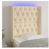 Image de Hoofdbord LED 83x16x118/128 cm stof cràmekleurig3124363