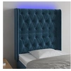 Image de Hoofdbord LED 83x16x118/128 cm fluweel donkerblauw3124418