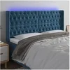 Image de Hoofdbord LED 183x16x118/128 cm fluweel donkerblauw3124448