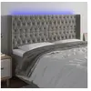 Image de Hoofdbord LED 203x16x118/128 cm fluweel lichtgrijs3124450