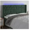 Image de Hoofdbord LED 203x16x118/128 cm fluweel donkergroen3124453