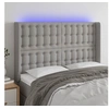 Image de Hoofdbord LED 147x16x118/128 cm stof lichtgrijs3124480