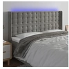 Image de Hoofdbord LED 203x16x118/128 cm fluweel lichtgrijs 3124548