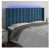 Image de Hoofdbord LED 203x16x118/128 cm fluweel donkerblauw3124552