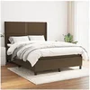 Image de Boxspring met matras stof donkerbruin 140x200 cm3131356