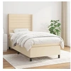 Image de Sommier à Lattes de Lit et Matelas, Lit Rembourré, Lit Simple, Lit Adulte de Chambre à Coucher Intérieur, Moderne, Crème 90x190 cm Tissu
