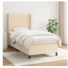 Image de Sommier à Lattes de Lit avec Matelas, Lit Rembourré, Lit Simple, Lit Adulte de Chambre à Coucher Intérieur, Moderne, Crème 90x200 cm Tissu