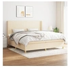 Image de Boxspring met matras stof cràmekleurig 200x200 cm3131862