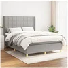Image de Boxspring met matras stof lichtgrijs 140x200 cm3131993