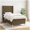 Image de Sommier à Lattes de Lit avec Matelas, Lit Rembourré, Lit Simple, Lit Adulte de Chambre à Coucher Intérieur, Moderne, Marron Foncé 90x190 cm