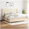 Image de Boxspring met matras stof cràmekleurig 200x200 cm3132102