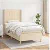 Image de Boxspring met matras stof cràmekleurig 90x200 cm3132126