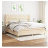 Image de Boxspring met matras stof cràmekleurig 200x200 cm3132262