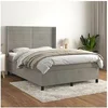 Image de Boxspring met matras fluweel lichtgrijs 140x190 cm3132735