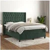 Image de Boxspring met matras fluweel donkergroen 140x190 cm3132858