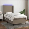 Image de Boxspring met matras en LED stof taupe 100x200 cm3138137