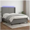 Image de Boxspring met matras en LED stof donkergrijs 140x200 cm3138158
