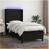 Image de Boxspring met matras en LED stof zwart 80x200 cm3138191