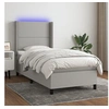 Image de Boxspring met matras en LED stof lichtgrijs 90x190 cm3138197