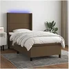 Image de Boxspring met matras en LED stof donkerbruin 90x190 cm3138200