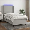 Image de Boxspring met matras en LED stof lichtgrijs 100x200 cm3138213
