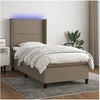 Image de Boxspring met matras en LED stof taupe 100x200 cm3138217