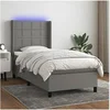 Image de Boxspring met matras en LED stof donkergrijs 80x200 cm3138270