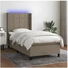 Image de Sommier tapissier avec matelas et LED Taupe 90x190 cm Tissu