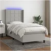 Image de Boxspring met matras en LED stof lichtgrijs 90x200 cm3138285