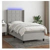 Image de Boxspring met matras en LED stof lichtgrijs 100x200 cm3138293