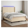 Image de Boxspring met matras en LED stof cràmekleurig 140x190 cm3138314