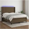 Image de Boxspring met matras en LED stof donkerbruin 140x200 cm3138320