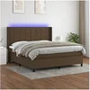 Image de Boxspring met matras en LED stof donkerbruin 160x200 cm3138328