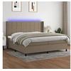 Image de Boxspring met matras en LED stof taupe 200x200 cm3138345