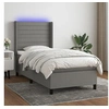 Image de Boxspring met matras en LED stof donkergrijs 90x190 cm3138358