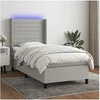 Image de Boxspring met matras en LED stof lichtgrijs 100x200 cm3138373