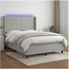 Image de Boxspring met matras en LED stof lichtgrijs 140x190 cm3138389